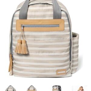 Skip Hop Beige and Gray Striped Backpack